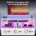 thumbnail image 3 of Bestier 63" Tall TV Stand with LED Lights, Entertainment Center for TV up to 70 inch, TV Console with Storage & Adjustable Shelves in White Carbon Fiber, 3 of 9