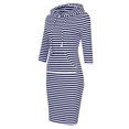 thumbnail image 2 of Vestido con capucha MISSKY con bolsillo a rayas hasta la rodilla para mujer, 2 of 6