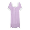 thumbnail image 3 of Glisme Nightgowns For Women Retro Skirts Short Sleeved Skirts Plus Size Night Gown Leisure Home Clothes Casual Sleepdress Purple Pjs, 3 of 3