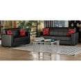 thumbnail image 2 of Beyan Signature Vermont 63" Faux Leather Convertible Sleeper Loveseat in Black, 2 of 2