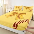 thumbnail image 4 of Manfei Cute Baseball Bow Queen Sheet Sets For Kids,3D Cartoon Bowknot Print Bed Set For Girls Boys,4 Pieces, 4 of 6