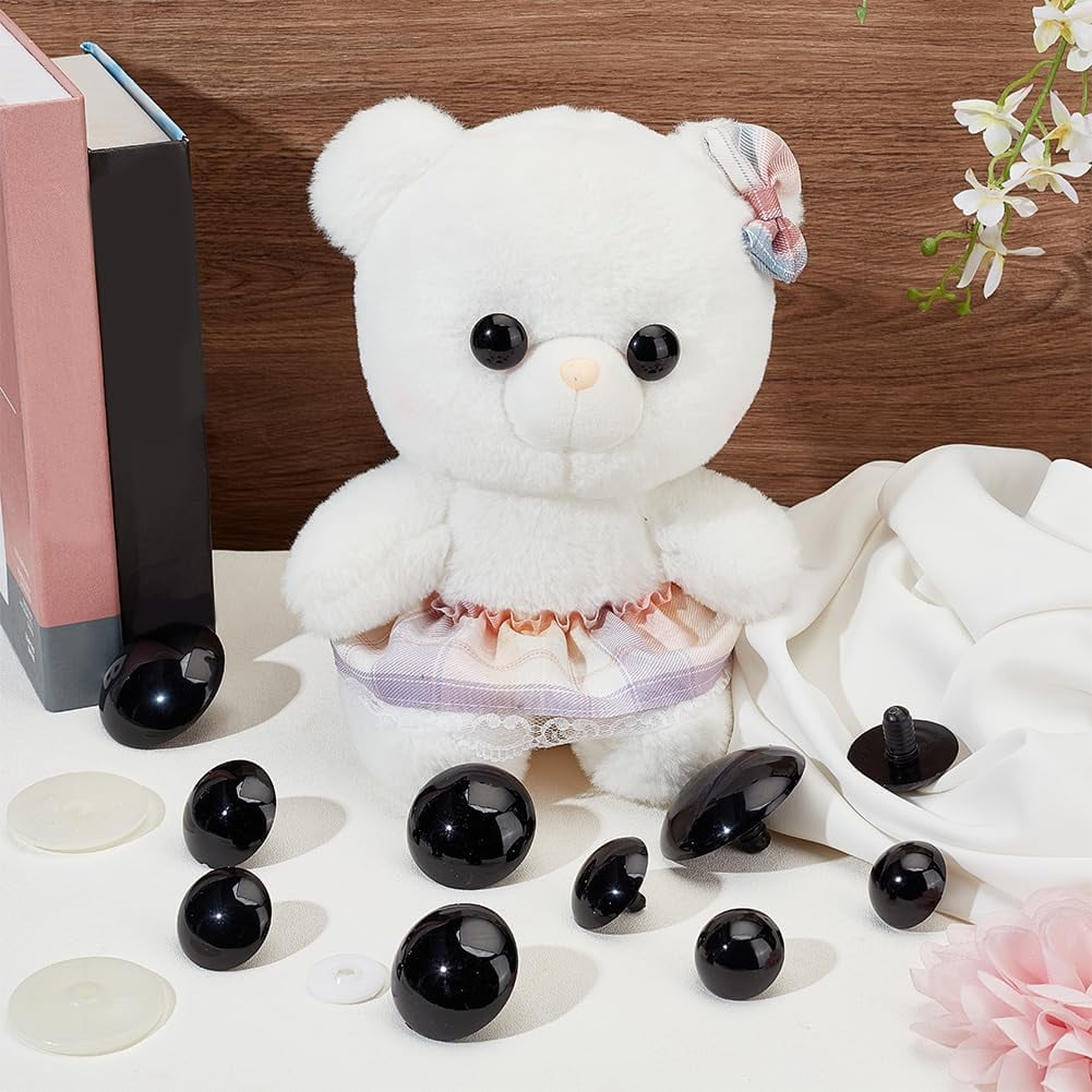 18Pcs 9 Styles Black Safety Eyes for Amigurumi 20~60mm Resin Craft Eyes Black Craft Eyes Resin Crochet Safety Eyes Stuffed Crochet Eyes for DIY Crafts Teddy Bear DIY