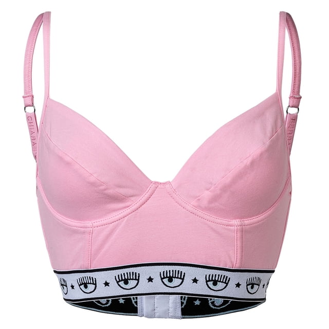 CHIARA FERRAGNI Sujetador de Mujer, Bralette - con Aros, cintura con Logotipo, Algodón elástico Rosa S (Small)