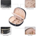 thumbnail image 5 of Joyero pequeño de doble capa, portátil, ligero, de almacenamiento, bolsa protectora de viaje, de piel sintética, para anillos, pendientes, collares pequeños, color negro, 5 of 5