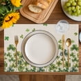 thumbnail image 2 of St. Patrick''s Day Placemats Set of 6, 13x19 Inch, Vintage Watercolor Shamrocks Green Leaf Linen Texture Washable Non Slip Linen Table Mats, Placemats for Dining Table Party Kitchen, 2 of 5