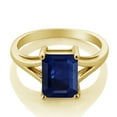 thumbnail image 3 of Gem Stone King 18K Yellow Gold Plated Silver Blue Sapphire Solitaire Engagement Ring for Women (2.45 Cttw, Emerald Cut 9X7MM, Gemstone September Birthstone, Size 9), 3 of 5