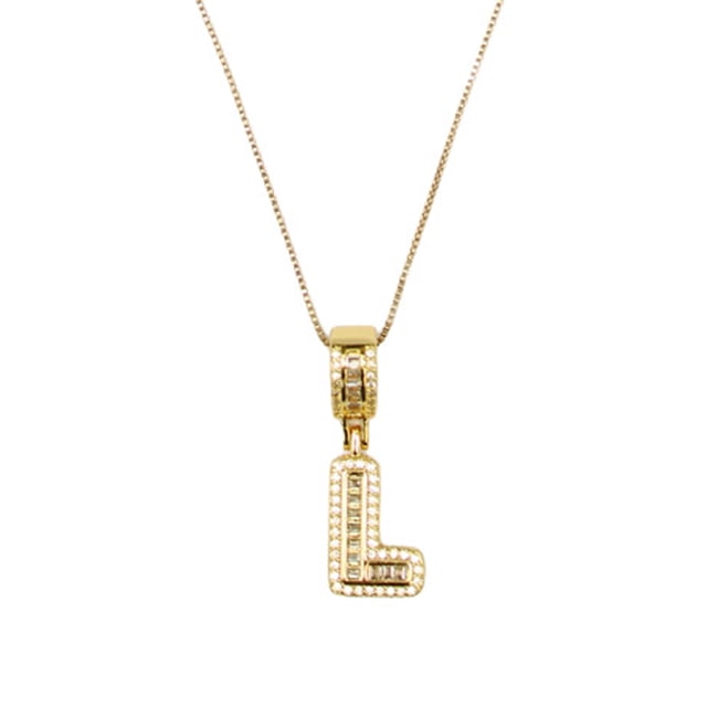 Collar con dije de oro laminado letra brillos L