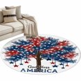thumbnail image 2 of Independence Day Washable Round Area Rug 3.3 ft, Five-Pointed Star Tree U.S. Flag Themed, Soft Non Slip Rugs Stain Repellent Indoor Felt Carpet for Living Dining Room Bedroom Home Office, 2 of 9