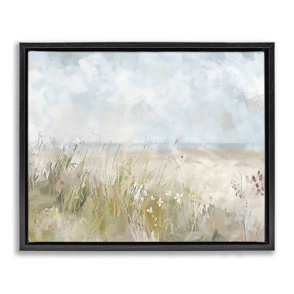 Stupell Industries Traditional Flowers By The Ocean Black Floating Frame Canvas Art, 21 x 17, by Creative Studio