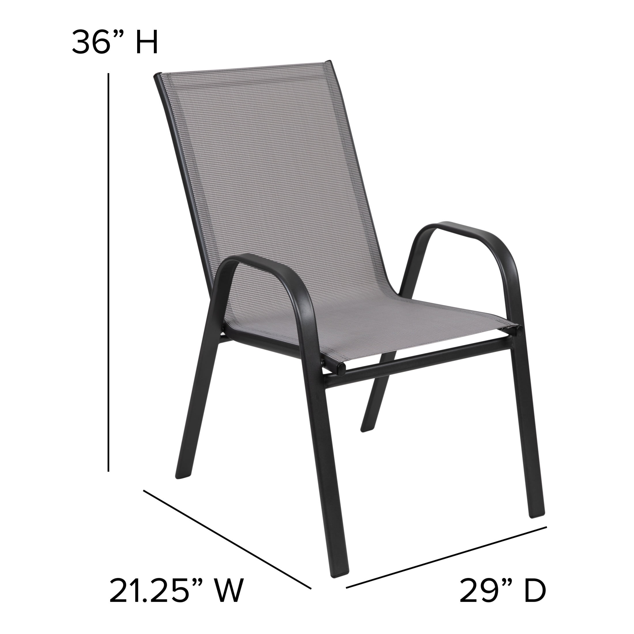 Flash Furniture Brazos Series Outdoor Flex Comfort Stackable Patio Chairs, Set of 4, Gray