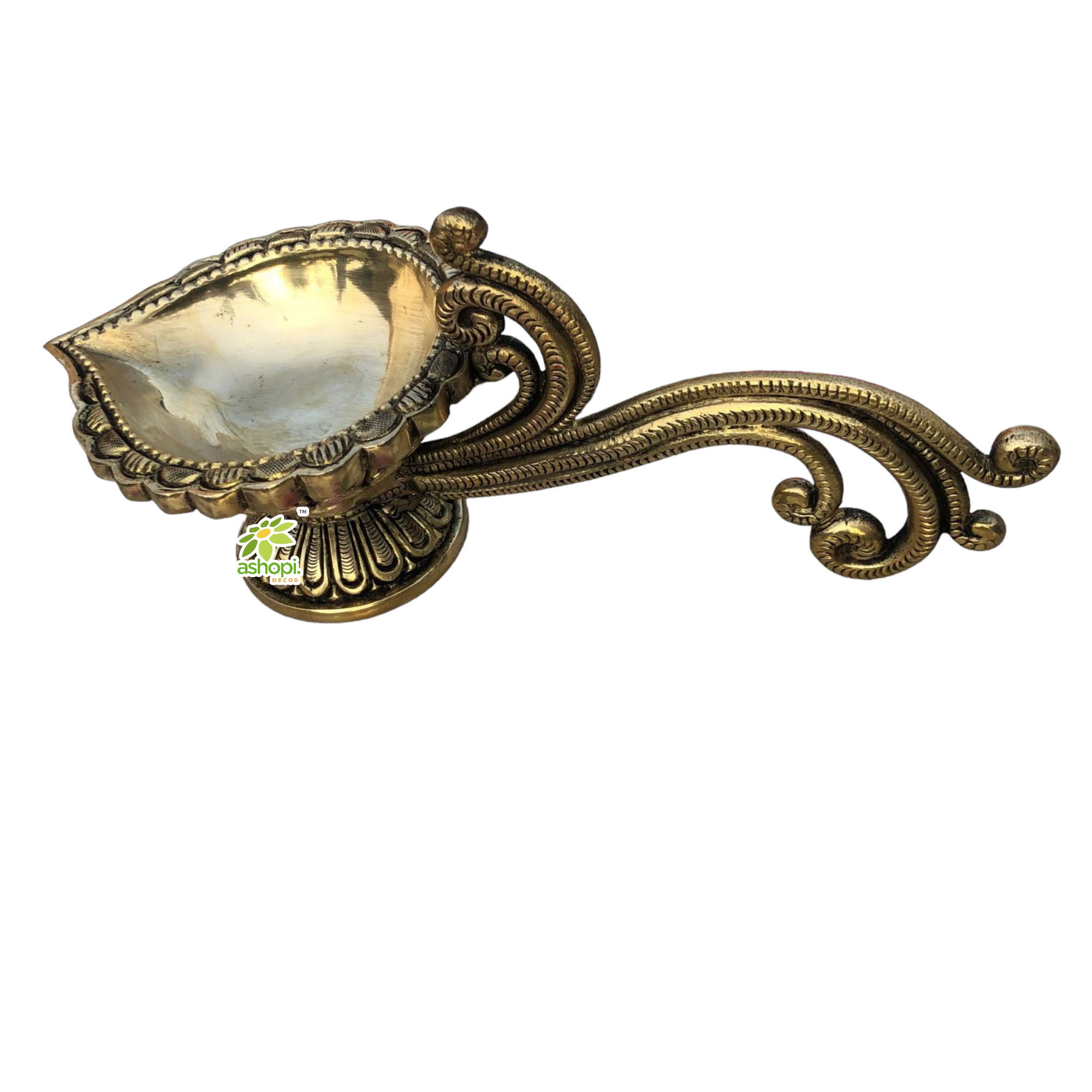 Diya with handle - Temple worship puja deepak - oil lamp By Ashopi Decor