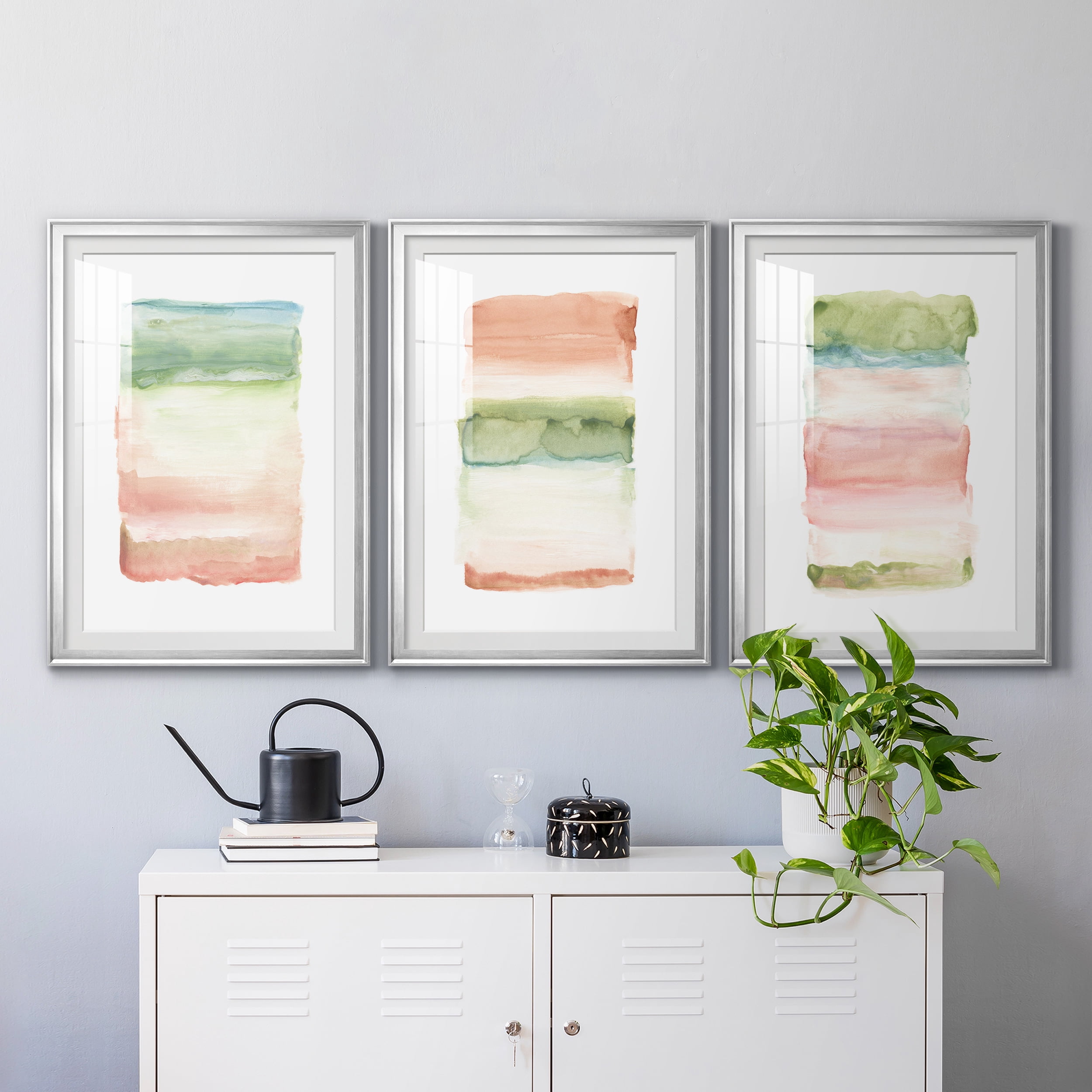 Skye I Premium Framed Prints Set of 3 - Ready to Hang - 26.5 x 36.5 Each - Silver Frame