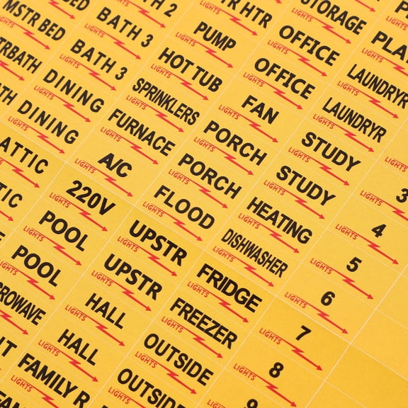 UPGRATOR Yellow Electric Panel Labels for Easy Circuit Identification and Organized Breaker Box Maintenance