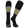 thumbnail image 1 of PEAR SOX Striped OTC Baseball, Softball, Football Socks (E) Black, Silver, Bright Yellow (XL), 1 of 3