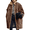 Brown, variant on Women's Black Cotton Sherpa Fleece Lined Denim Long Sleeve Trucker Jacket Turndown Lapel Oversized Patchwork Multi-Pocket Long Trench Coat