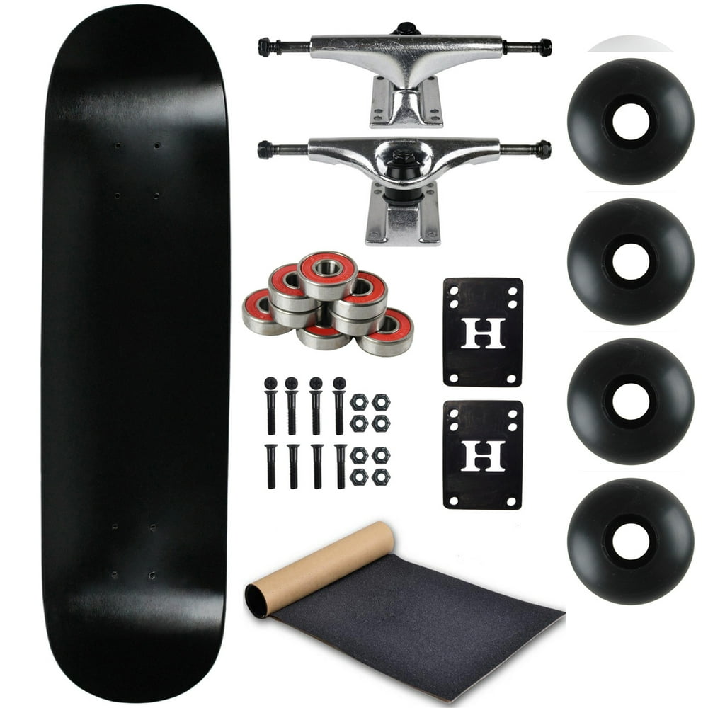 Blank Skateboard Complete 8.0" Black Dip with Silver Trucks and Black