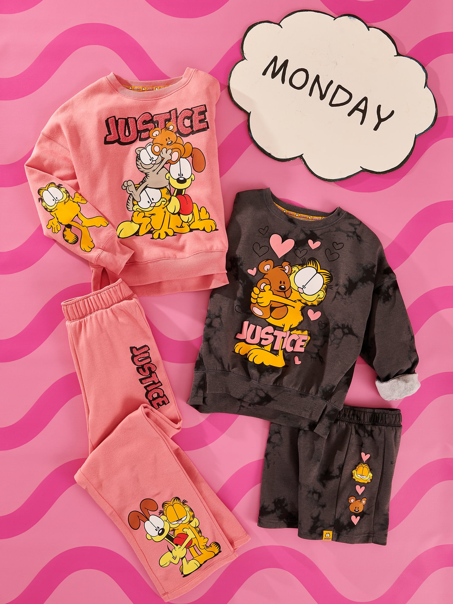 Justice x Garfield Girls Fleece Crewneck, Sizes XS - XLP