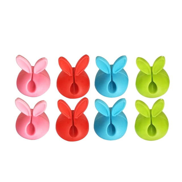 8 clips autoadhesivos para cables con forma de orejas de conejo, organizadores de cables para el hogar y la oficina (color aleatorio)