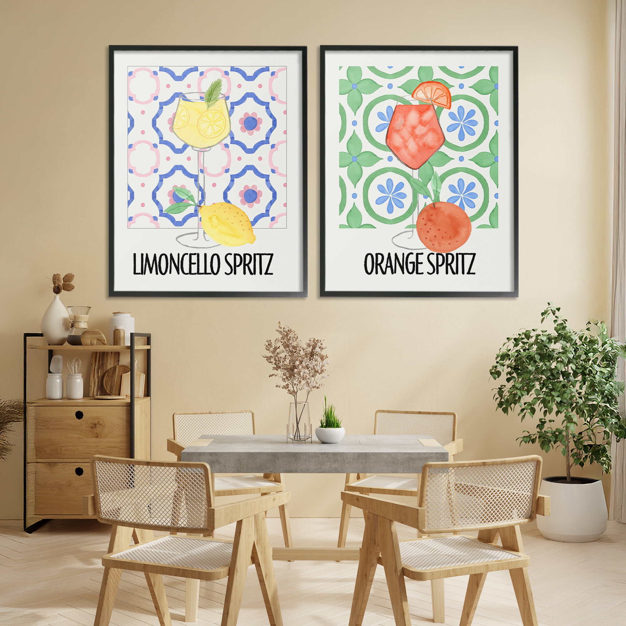Stupell Industries Citrus Spritz On My Mind 2 Piece Black Framed Giclee Art Set, design by Nina Jacobs