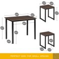 thumbnail image 5 of HOMOOI 3 Piece Dining Table Set with Two Stools, Wood Kitchen Furniture for Dining Room, Brown, 5 of 6