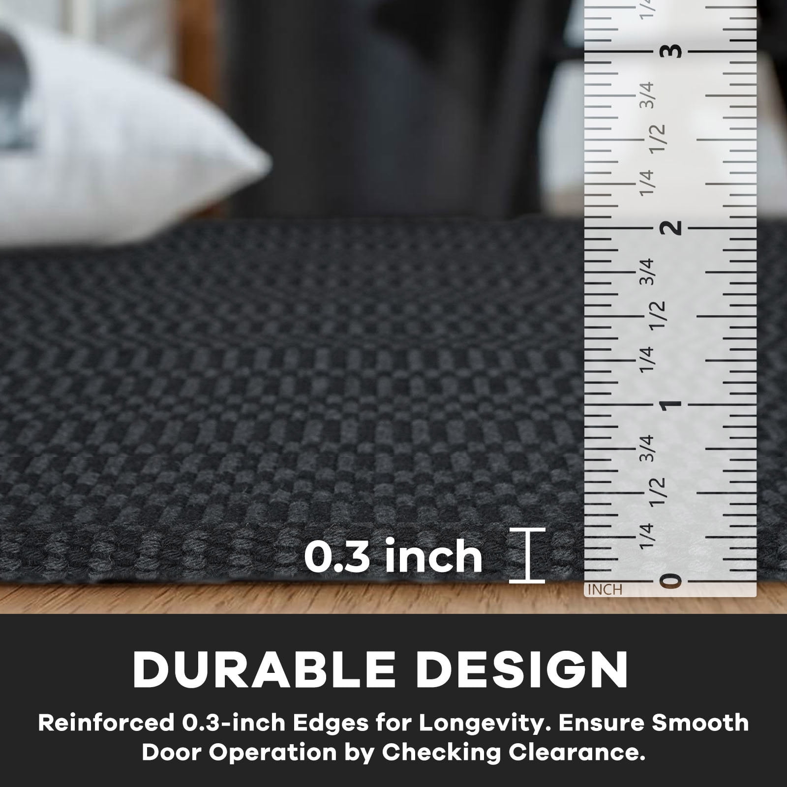 iOhouze Runner Rug for Hallways 2x8 ft Washable Runner Area Rug with Rubber Backing Braided Cotton Entryway Rugs Indoor Carpet Rugs for Hallway Kitchen Entryway Bedroom, Black/Charcoal Grey