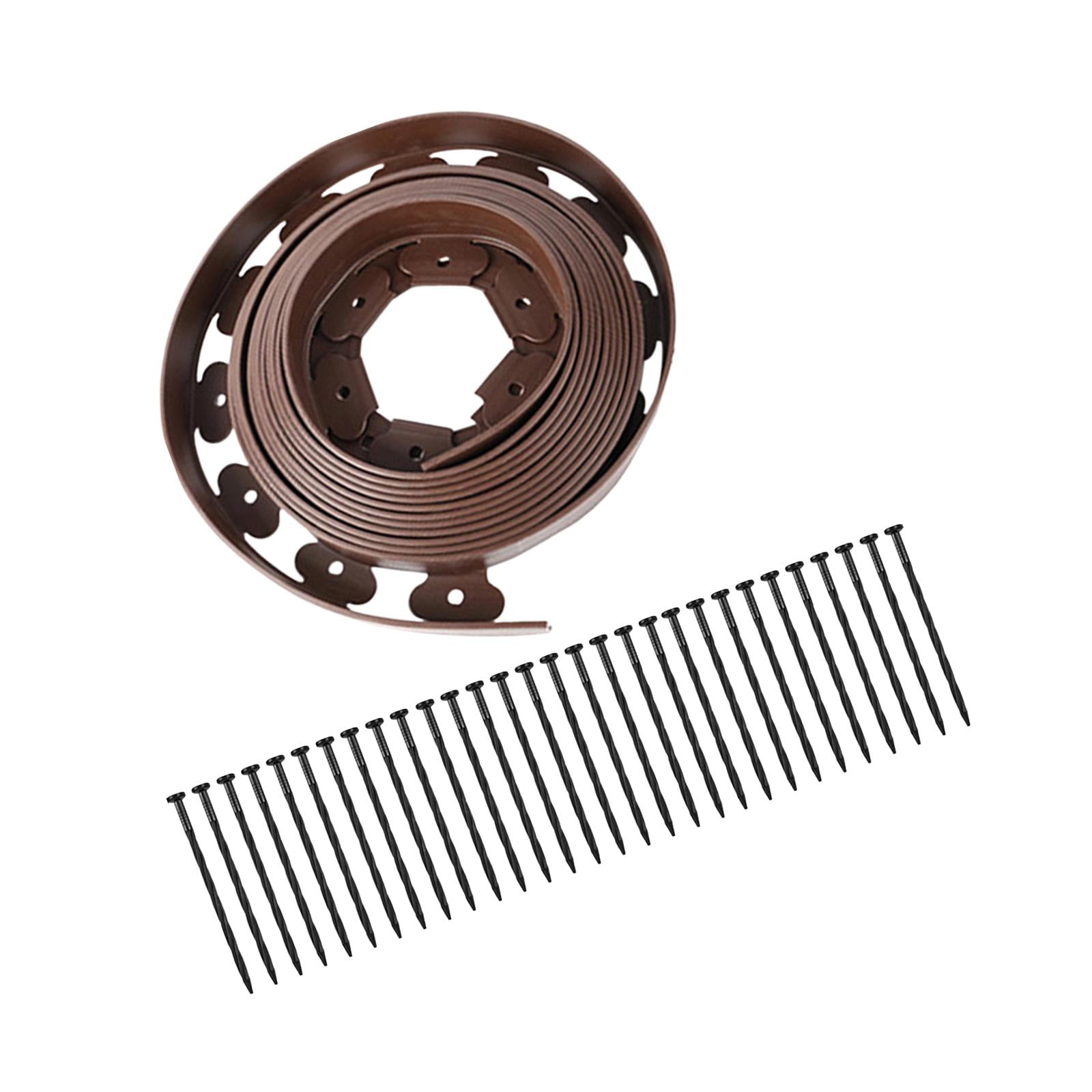 Garden Landscape Edging Borders, Landscaping Edging, Lawn Border with Spikes Garden Edging Coil, Garden Edging Border, for Outdoor Lawn 10cm Brown