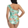 thumbnail image 5 of Haiem Elephant and Flowers Women's One Piece Swimsuits Tummy Control One Shoulder Bathing Suits Ruffle Swimwear-Medium, 5 of 8