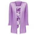 thumbnail image 4 of Women's Long Sleeve T-shirt Women 3/4 Sleeves Open Front Lightweight Cardigan,Purple Women's Long sleeve T-shirt L, 4 of 4