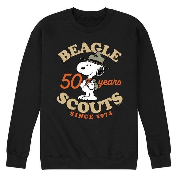 Peanuts - Beagle Scout 50 Year Badge - Men's Crew Neck Fleece Pullover