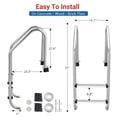 thumbnail image 2 of Garvee Pool Ladder,2 Steps,304 Stainless Steel Swimming Pool Ladder, Heavy Duty Pool Escalator, for Above Ground Pools Stair Entry System, with Handrails, 2 of 7