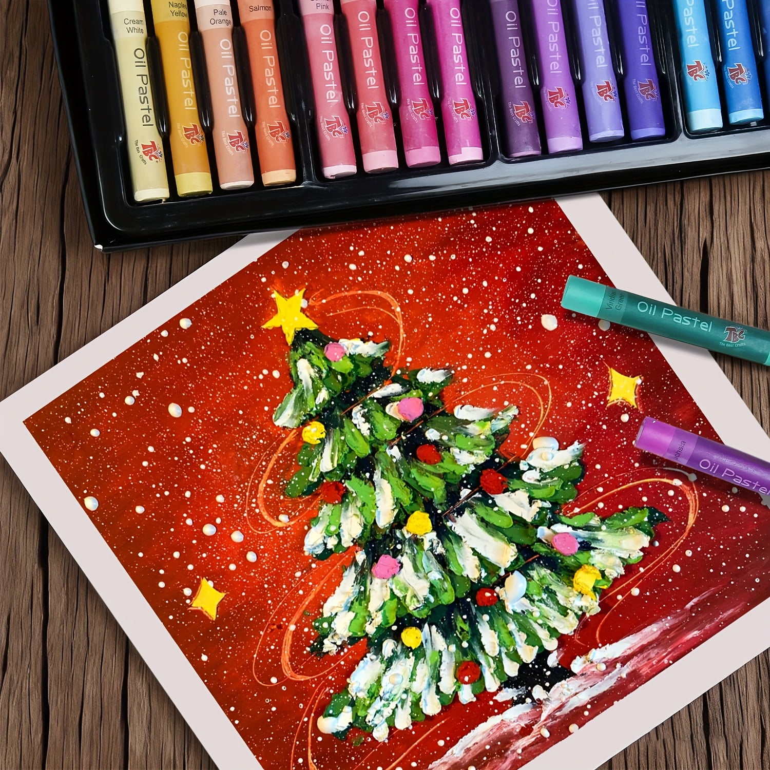 TBC The Best Crafts 52 Colors Soft Oil Pastels, Classic Macaron and Metallic Shades, Non-toxic Smooth Art Crayons for Writing, Sketching and Drawing on Paper, Cardboard, notebooks and more.