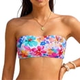 thumbnail image 4 of EliteGoogv Bandeau Bikini Top For Women Removable Straps Tube Swimsuit Top Summer Beach Pool Swimwear Pink, 4 of 5
