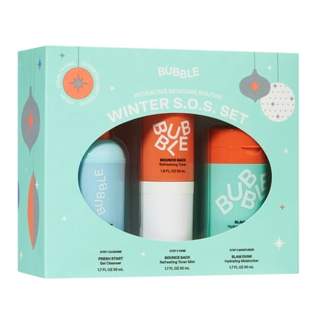 ($36 Value) Bubble Skincare Winter S.O.S. Holiday Gift Set, For Dry to Normal Skin, 3 Pieces