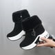 thumbnail image 5 of Botas de nieve para mujer, estilo coreano, de invierno, de gamuza, cortas, forradas con vellón, cálidas, ocultas, de algodón, con aumento de altura, 5 of 5