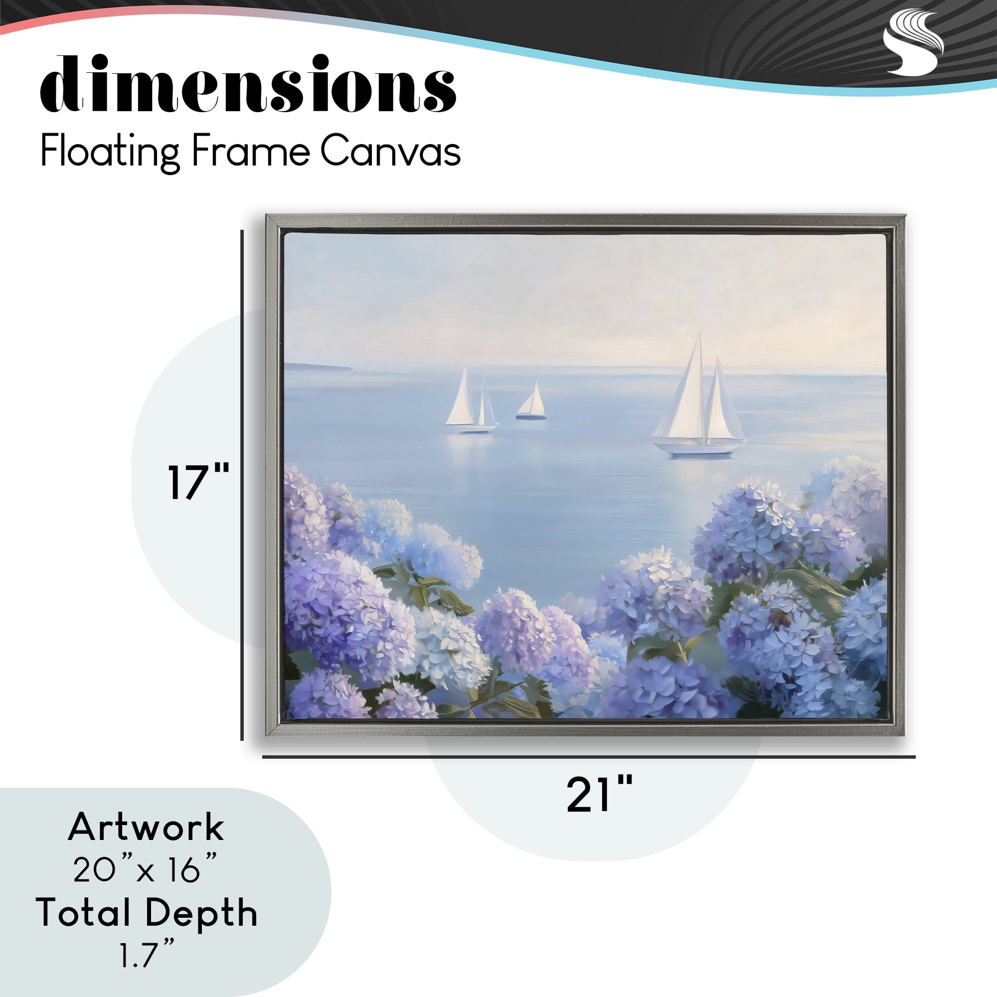 Stupell Industries Sailboats & Hydrangeas at Sea Gray Framed Floater Canvas Wall Art, design by LSR Design Studio