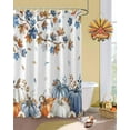 thumbnail image 2 of Navy Blue White Pumpkins Fall Shower Curtain, Thanksgiving Waterproof Polyester Fabric Fall Bathtub Curtains, Weeping Maple Tree Leaves Bathroom Decor Set with Hooks 72 x 72 Inches, 2 of 6