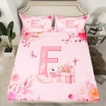 thumbnail image 2 of Castle Fairy Monogrammed Letter 3pcs Twin Sheet Sets,Rose Swan Twin Fitted Sheet,Flower Butterfly Breathable Flat Sheet,Microfiber Girls Bedroom Decor, 2 of 7