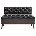 thumbnail image 2 of vidaXL Storage Bench with Backrest 110 cm Black Faux Leather, 2 of 5