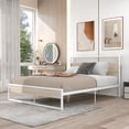 thumbnail image 2 of Zarler Queen Size Platform Bed Frame with Wooden Headboard and Footboard Heavy Duty Metal Platform Mattress Foundation White Frame, 2 of 10