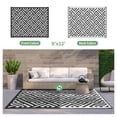 thumbnail image 2 of DEORAB Outdoor Rugs Waterproof Plastic Straw Mat 9'x12' Reversible for RV Patio Deck Beach Black & White, 2 of 8