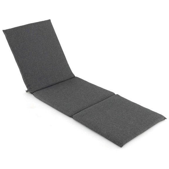 Costway Outdoor Chaise Lounge Cushion with Hook & Loop Fastener Fixing Straps Patio Dark Grey