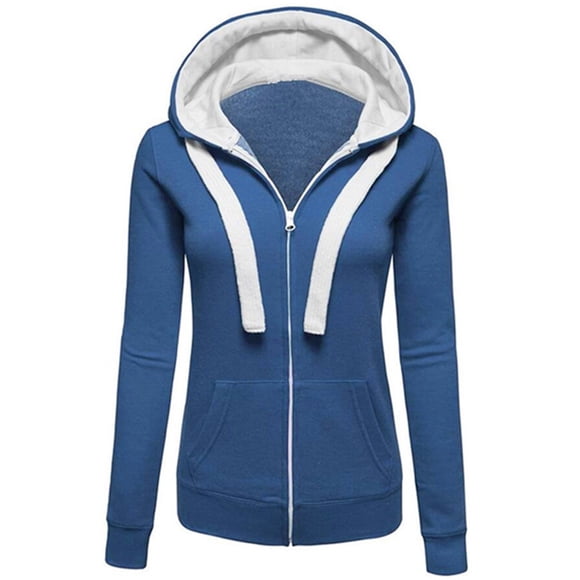 Women's Solid Color Sweatshirt Hoodie Pullover Long-Sleeved Slim Zipper Coat Casual Blouse Top Warm Outerwear Vest