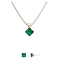 thumbnail image 2 of Paris Jewelry 18K Rose Gold 3Ct Emerald Square 18 inch Necklace and Earrings Set Plated Women, 2 of 6
