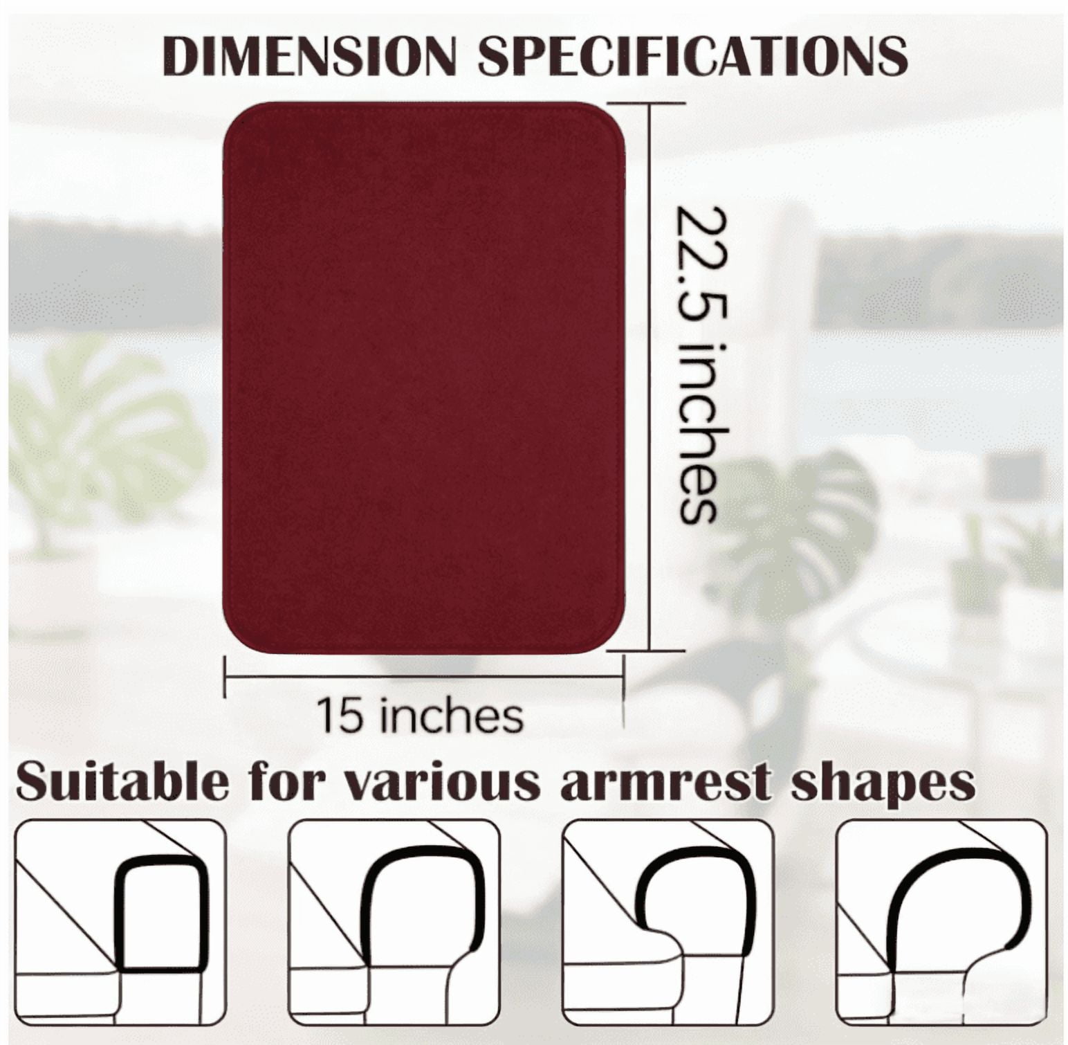 Garayma 3 Pcs Recliner Covers Armrest Covers with Storage Pockets Headrest Cover Armchair Slipcovers Sofa Recliner Protector Red