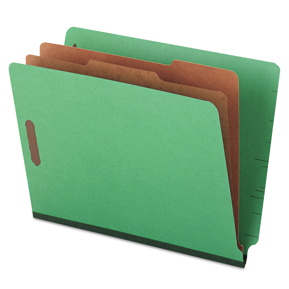 Universal UNV10317 Pressboard End Tab Folders, Letter, Six-Section, Green (10/Box)