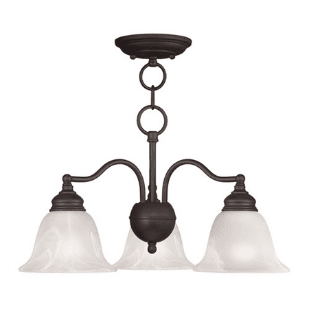 

Chandeliers 3 Light With White Alabaster Glass Bronze size 20 in 300 Watts - World of Crystal
