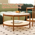 thumbnail image 4 of Huisuilinss Round Coffee Table Set of 2, Farmhouse Nesting Rattan Style Circular Wooden Stacking Accent Coffee Tables Wooden Frame for Apartment Living, 4 of 9