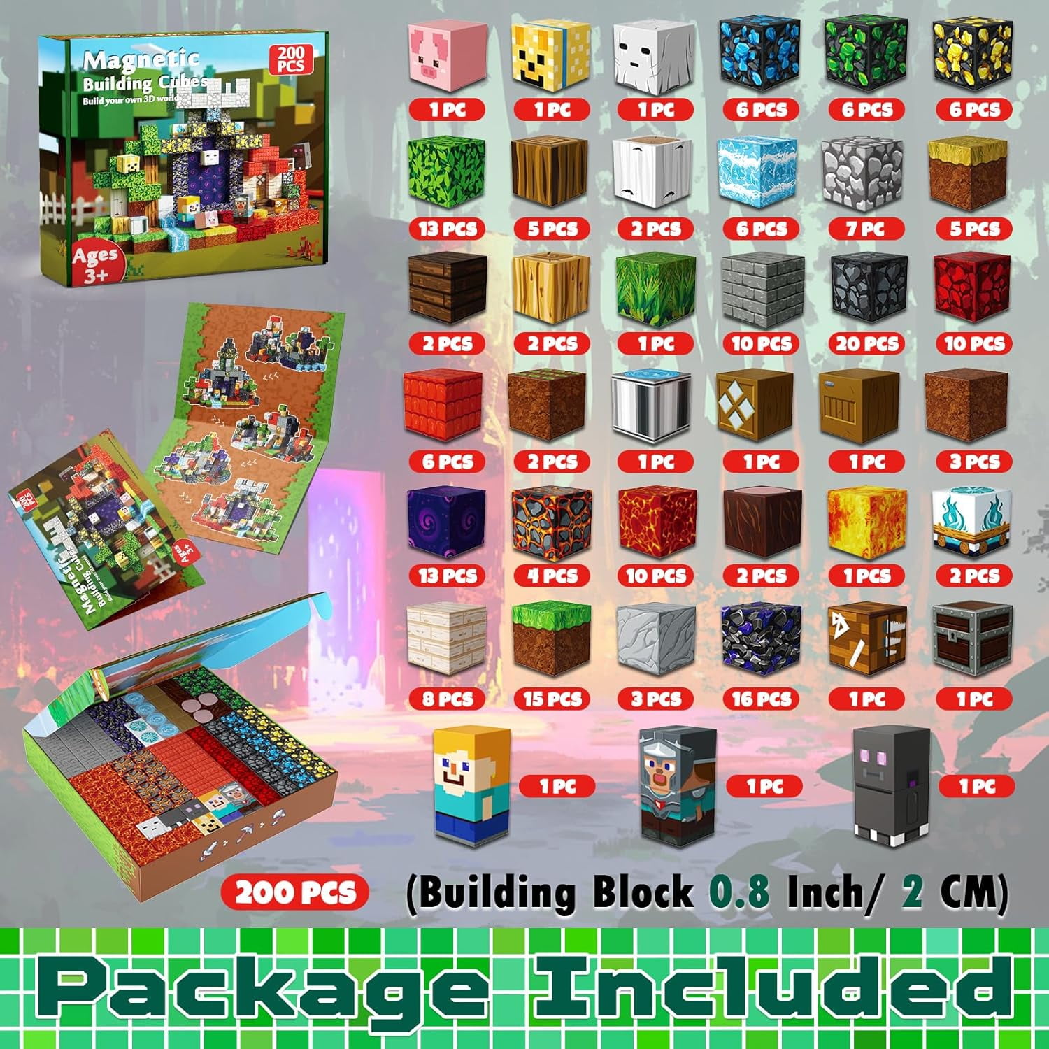 Annexfun 200 PCS Magnetic Blocks - Magnet Toys for Kids, Boys and Girls, Magnetic Building Blocks Cubes, Stacking Magnets for Kids, Easter Birthday Gifts for Boys and Girls Age 3+ Years Old