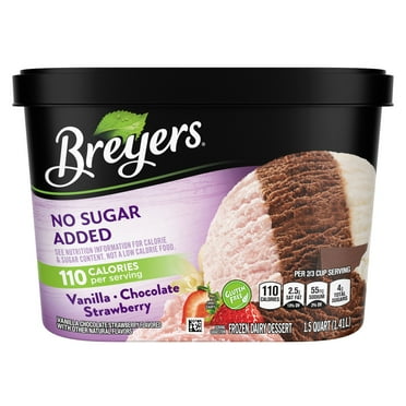 Breyers No Sugar Added Vanilla Chocolate Strawberry Frozen Dairy Dessert, 48 oz 1 Count