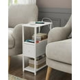 thumbnail image 3 of Small Narrow End Table with Charging Station, Set of 2, Side Table with Outlets, Nightstand with Cloth Drawer, Couch Table, for Living Room, Bedroom, Bedside, White, 3 of 9